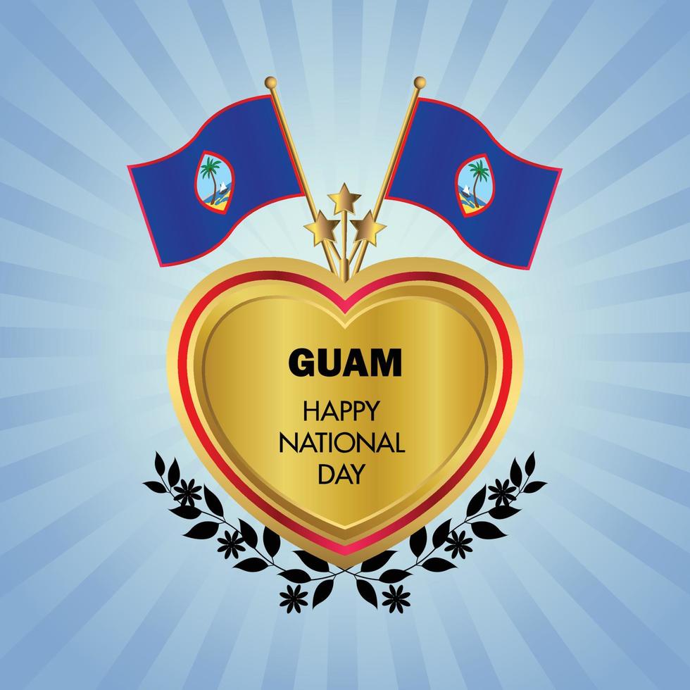 Guam flag Independence Day with Gold Heart vector