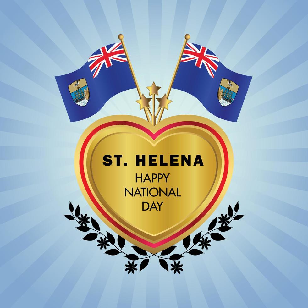 ST. Lucia flag Independence Day with Gold Heart vector