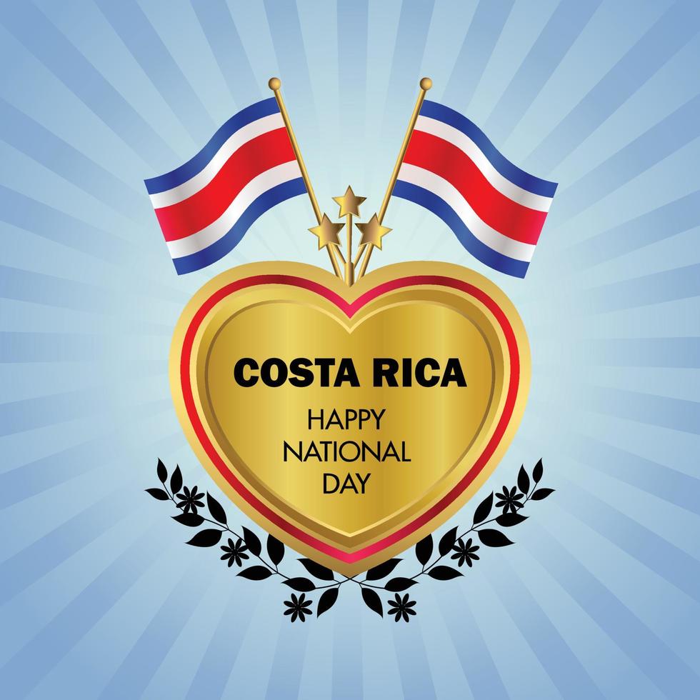 Costa Rica flag Independence Day with Gold Heart 21432729 Vector Art at