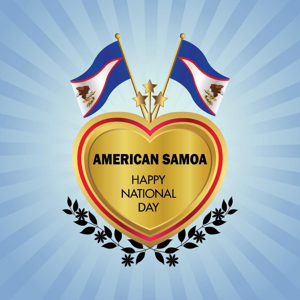 americano Samoa bandera independencia día con oro corazón vector