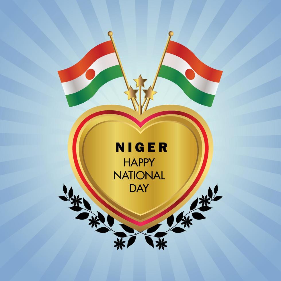Niger flag Independence Day with Gold Heart 21432746 Vector Art at Vecteezy