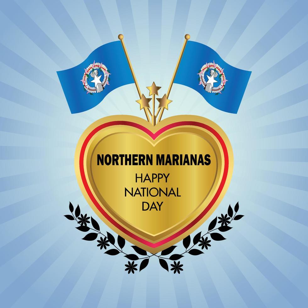 Northern Marianas flag Independence Day with Gold Heart vector