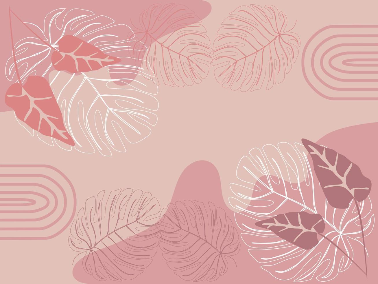 Pink and red leaves on a pink background vector