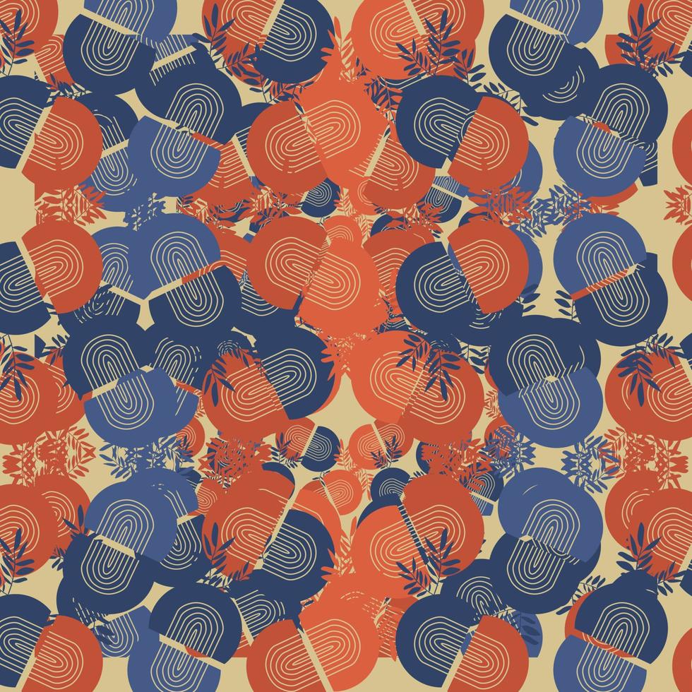 Seamless pattern of red and blue vintage as background boho art vector