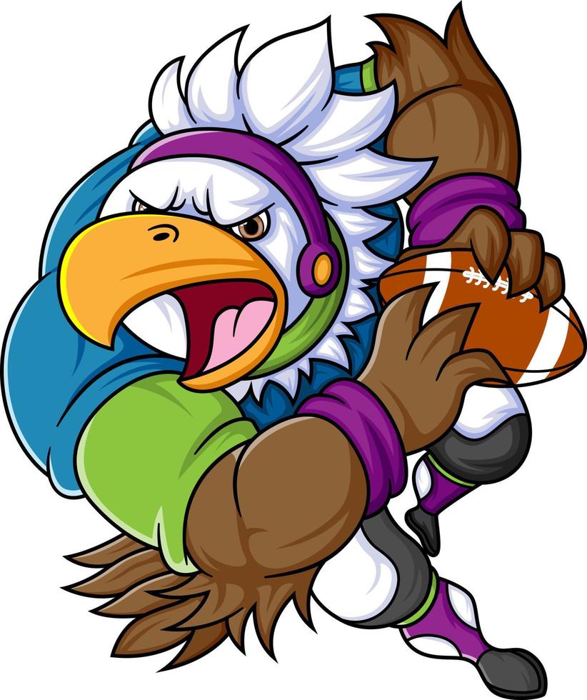 the strong eagle mascot of American football complete with player clothe vector