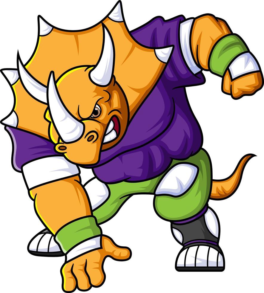 the dinosaur mascot of American football complete with player clothe vector