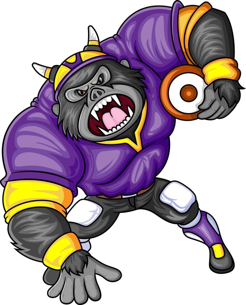 the gorilla mascot of American football vector