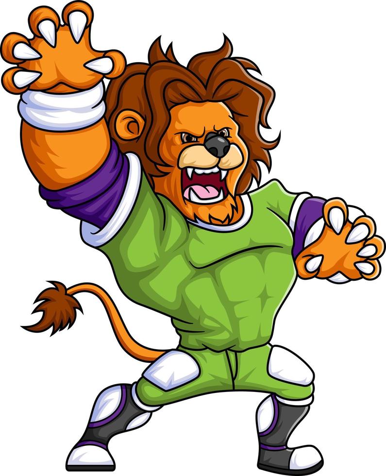 the lion mascot of American football complete with player clothe vector