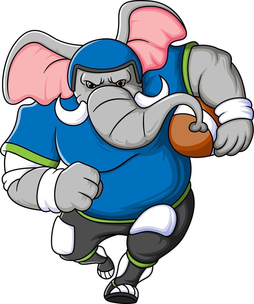 the elephant mascot of American football complete with player clothe vector