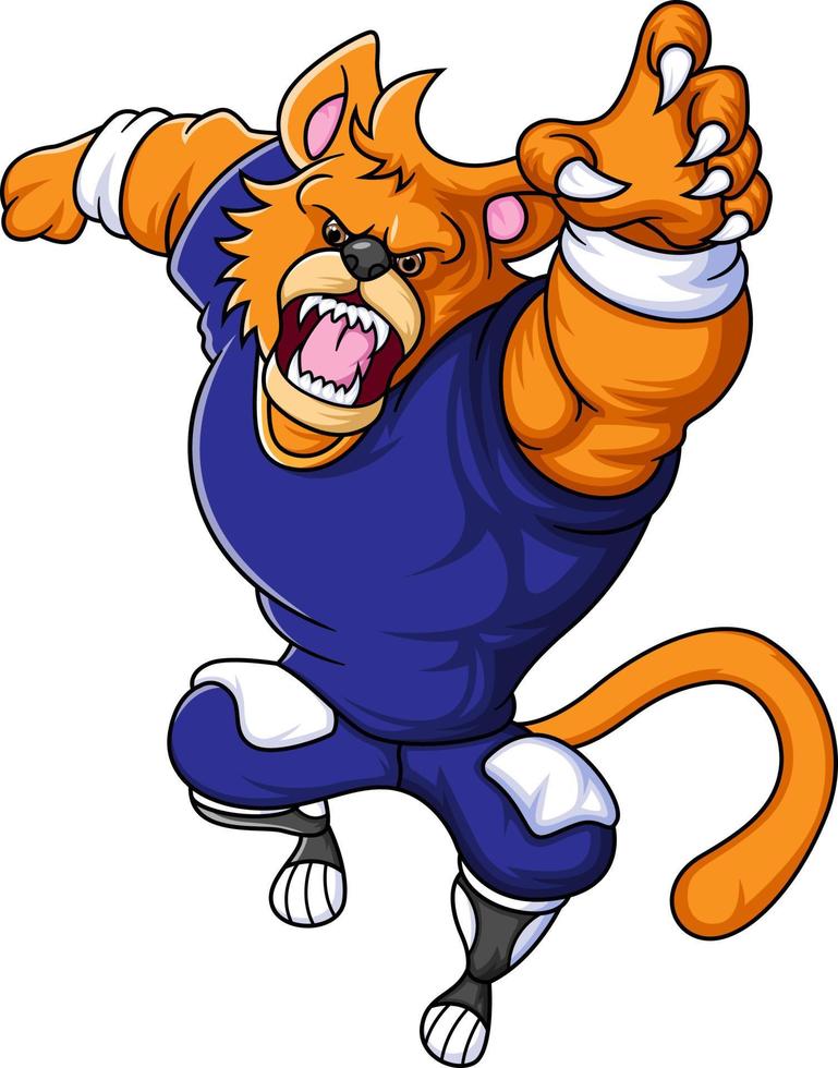 the tiger mascot of American football complete with player clothe vector