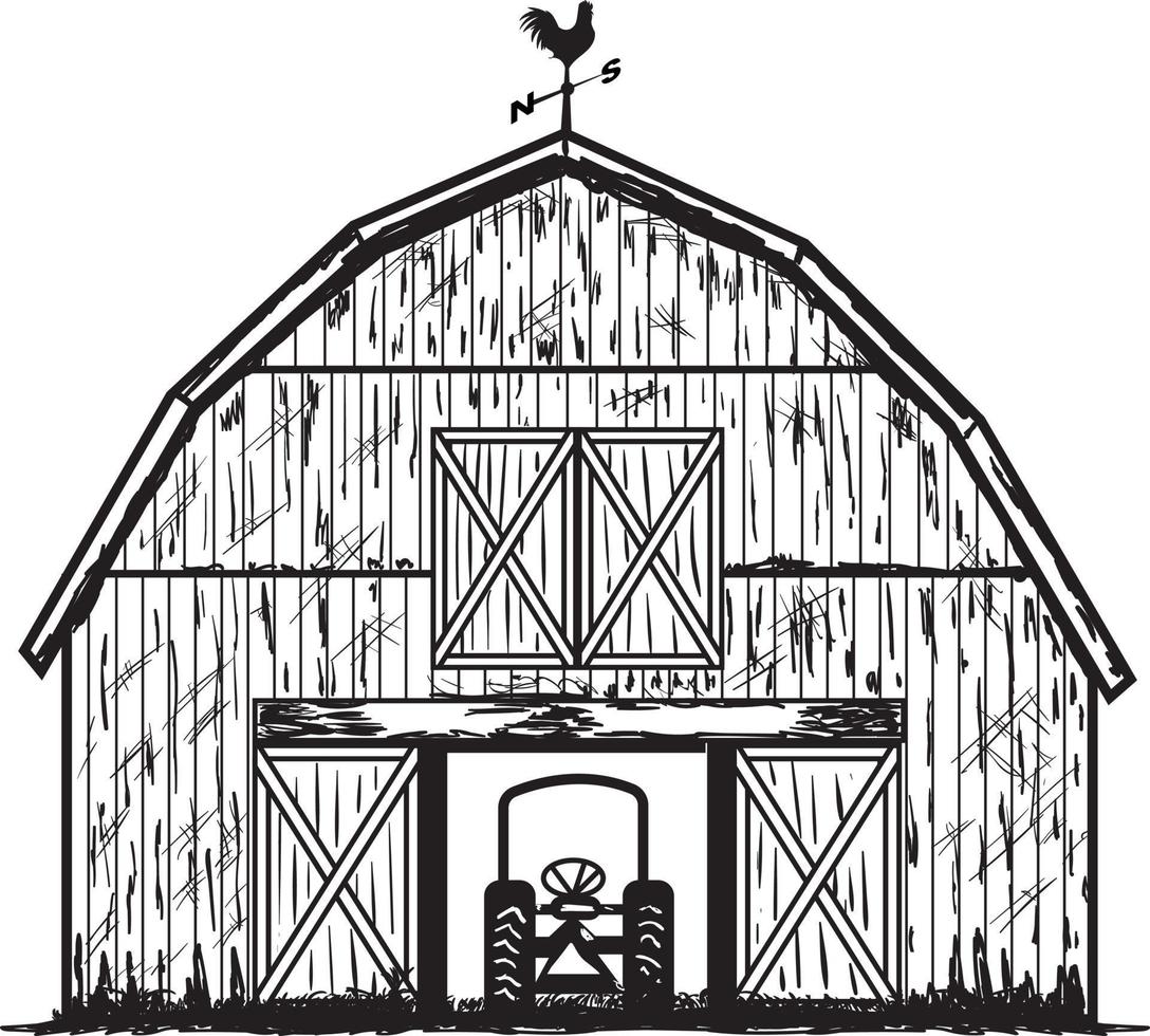 Vintage Farm Buildings Set. Editable EPS10 vector illustration in retro woodcut style with clipping mask and transparency.