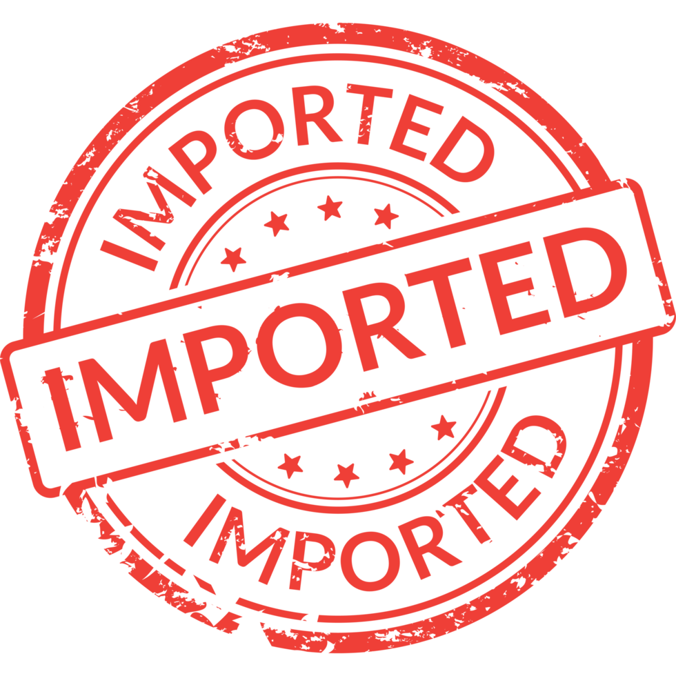 IMPORTED, grunge rubber stamp png