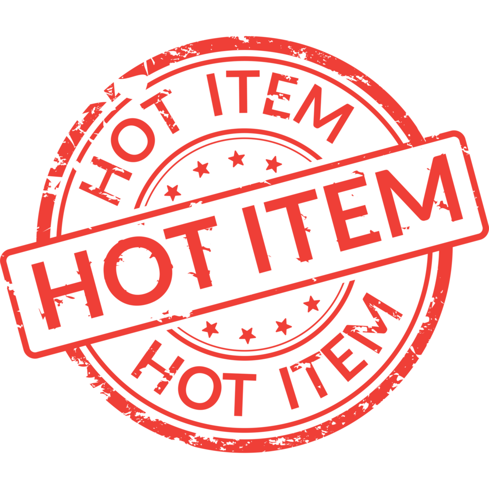 HOT ITEM, grunge rubber stamp png