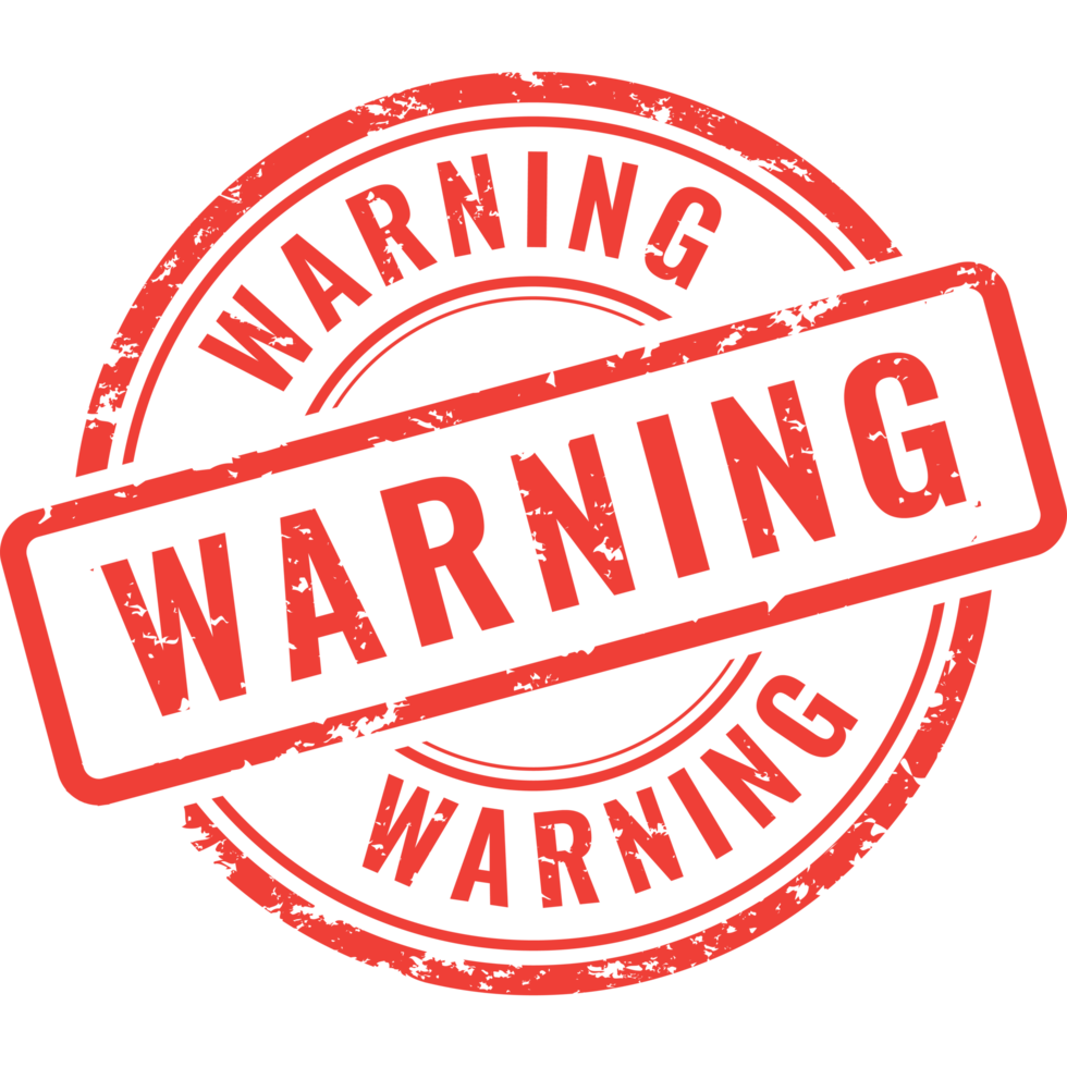 warning, rubber stamp png