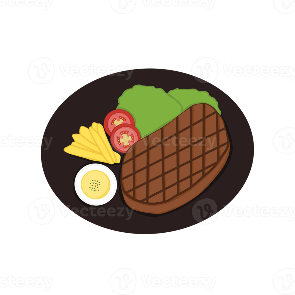 Steak Illustration. Food. Flat design. png