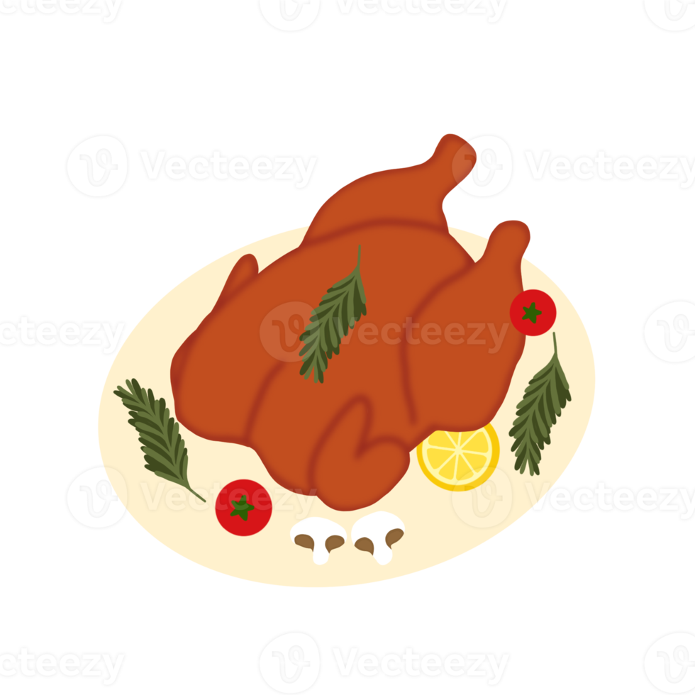 Chicken on plate with vegetables png
