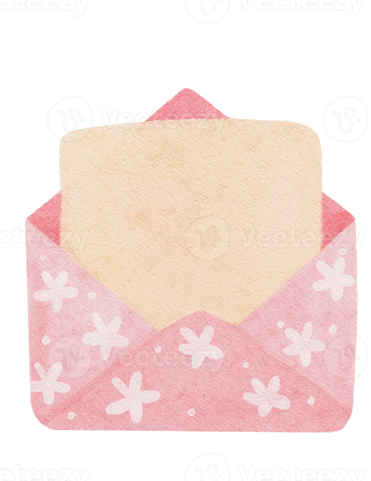 cute sweet classic pink Valentine love mail cartoon watercolour hand painting png