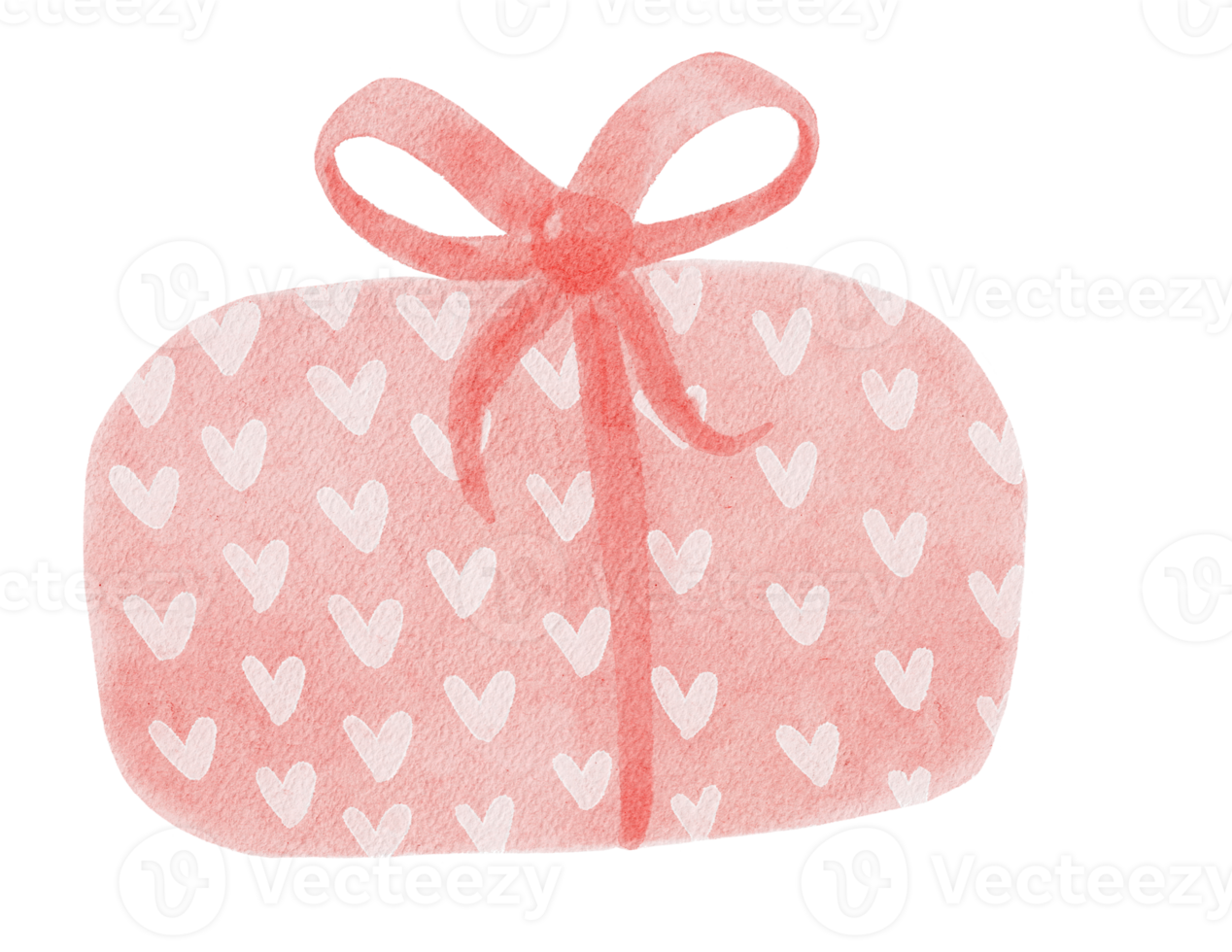 cute classic Valentine love gift present box watercolour Valentine hand painting cartoon illustration png