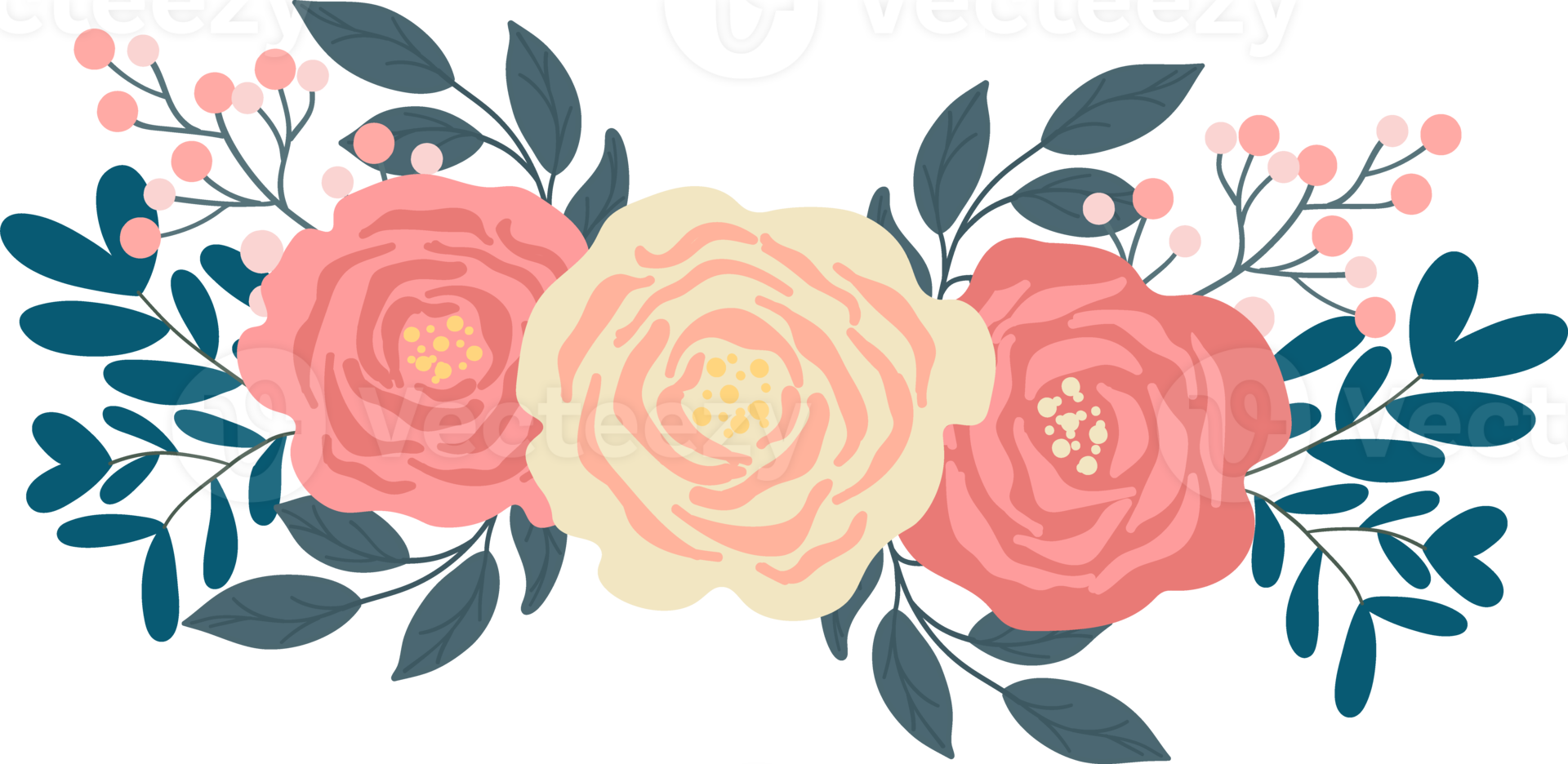 sweet pink spring  flower bouquet floral decoration illustration png