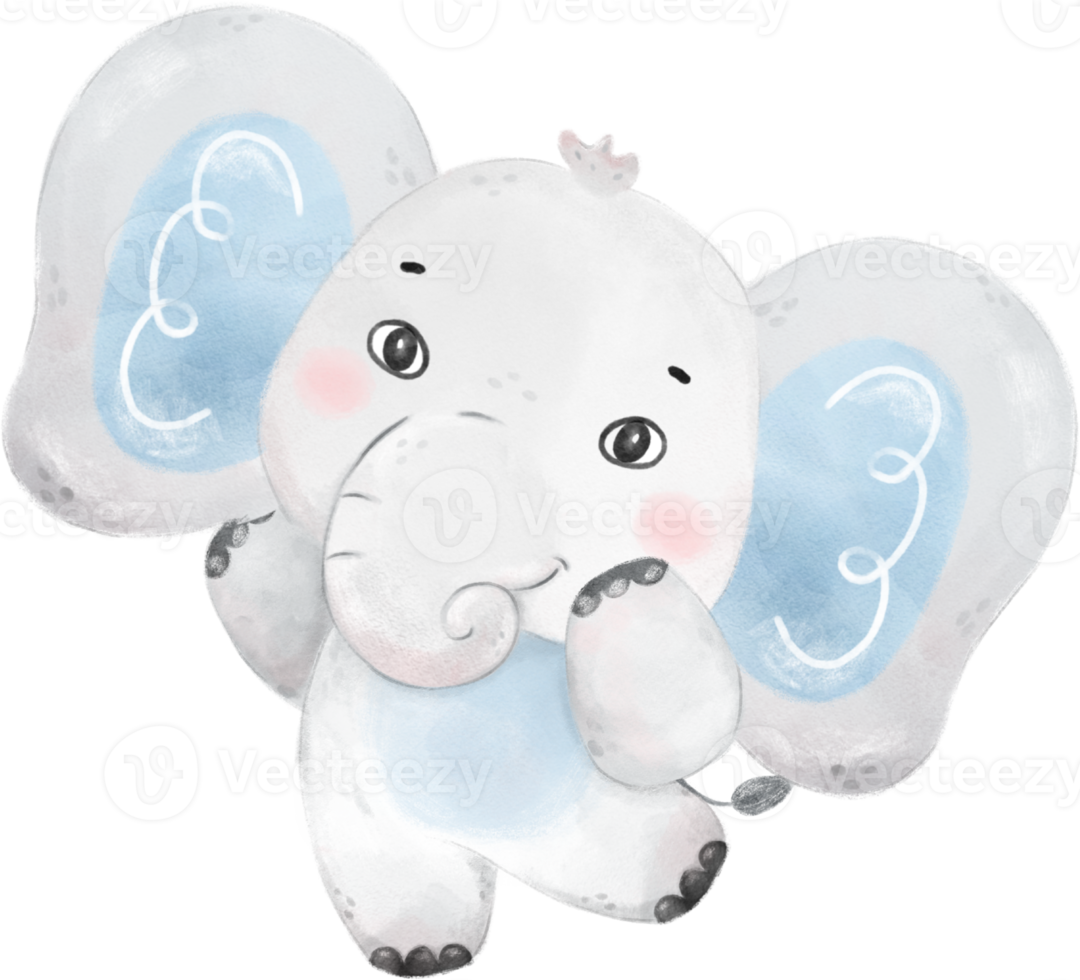 carino bambino elefante selvaggio vita animale sognare blu bambino doccia asilo arte acquerello illustrazione png