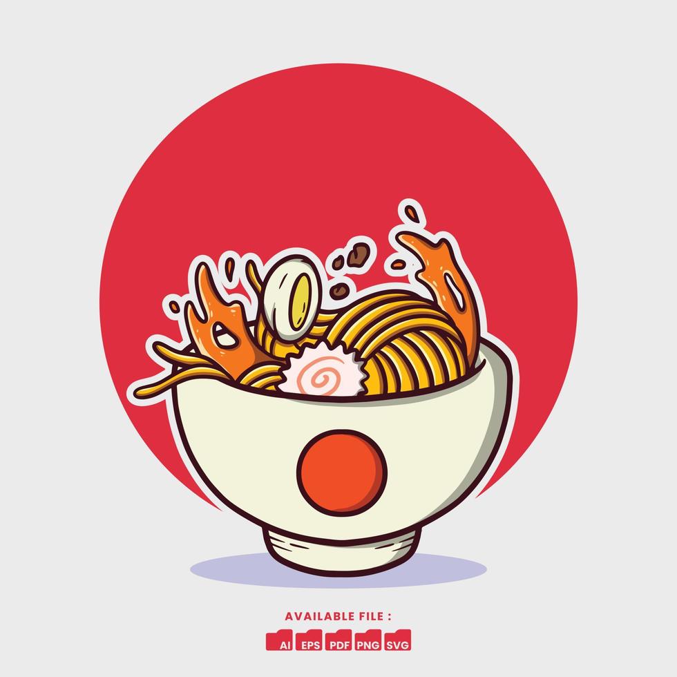Hand drawn Cute Ramen Illustration vector