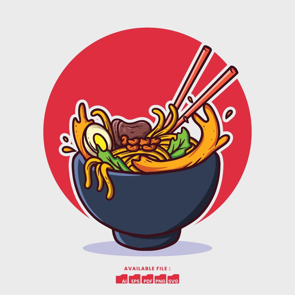 mano dibujado linda ramen ilustración vector