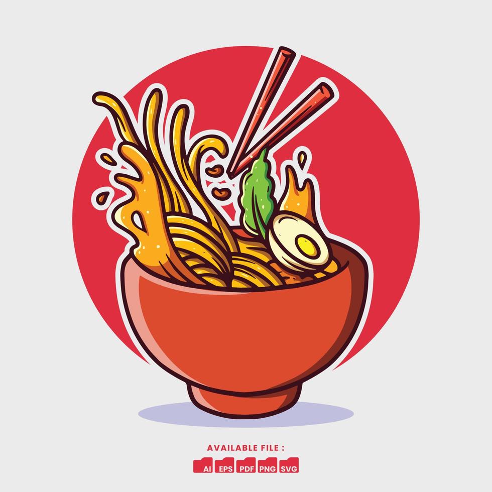 Hand drawn Cute Ramen Illustration vector