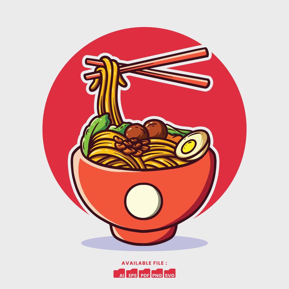 mano dibujado linda ramen ilustración vector