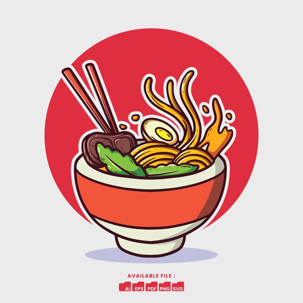 Hand drawn Cute Ramen Illustration vector
