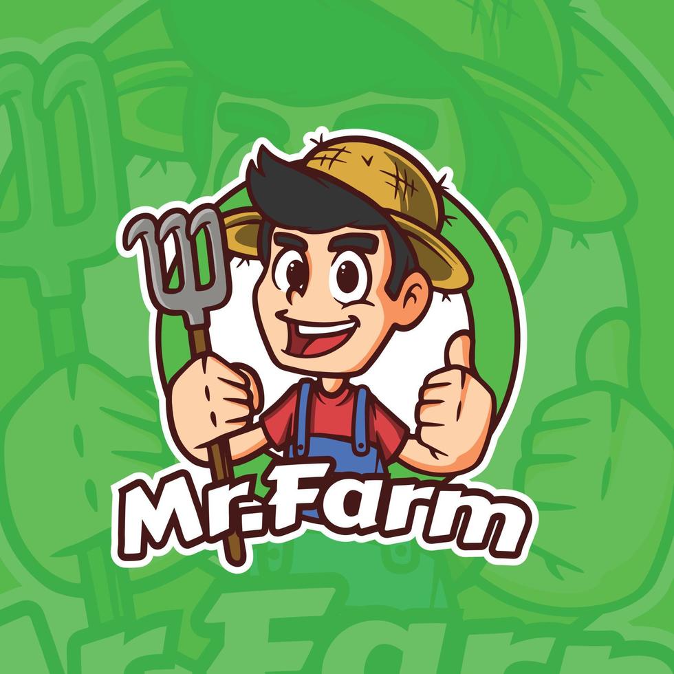 Farmer Man Mascot Logo vector