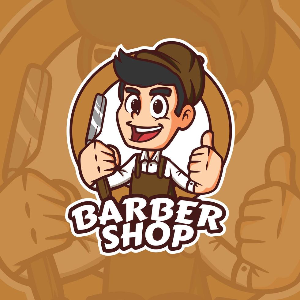 Barbero hombre mascota logo vector