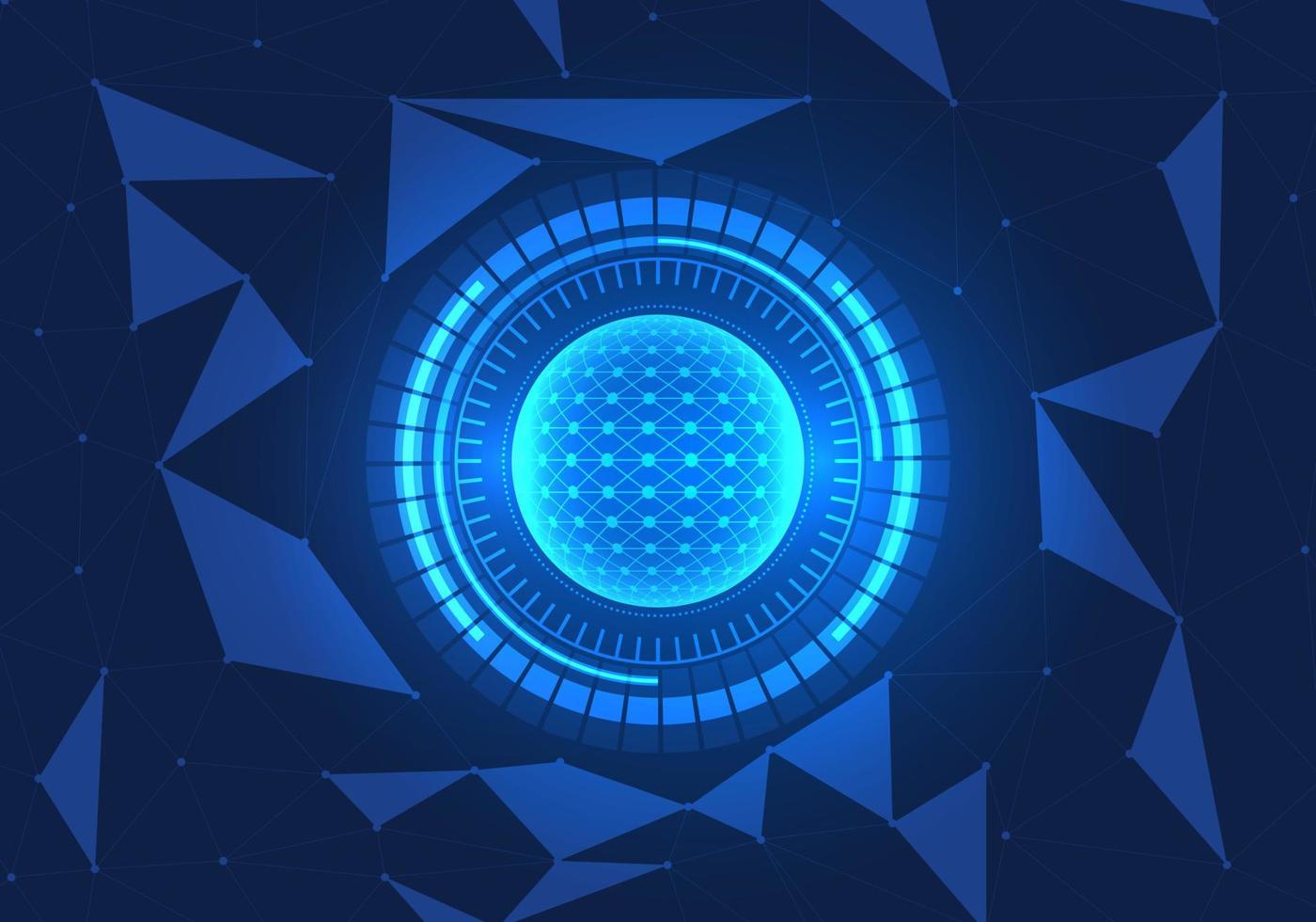 Technology circle and the side area of geometric shapes are arranged next to each other. Represents the technology at the center of the cyber world. to create technology that grows business vector