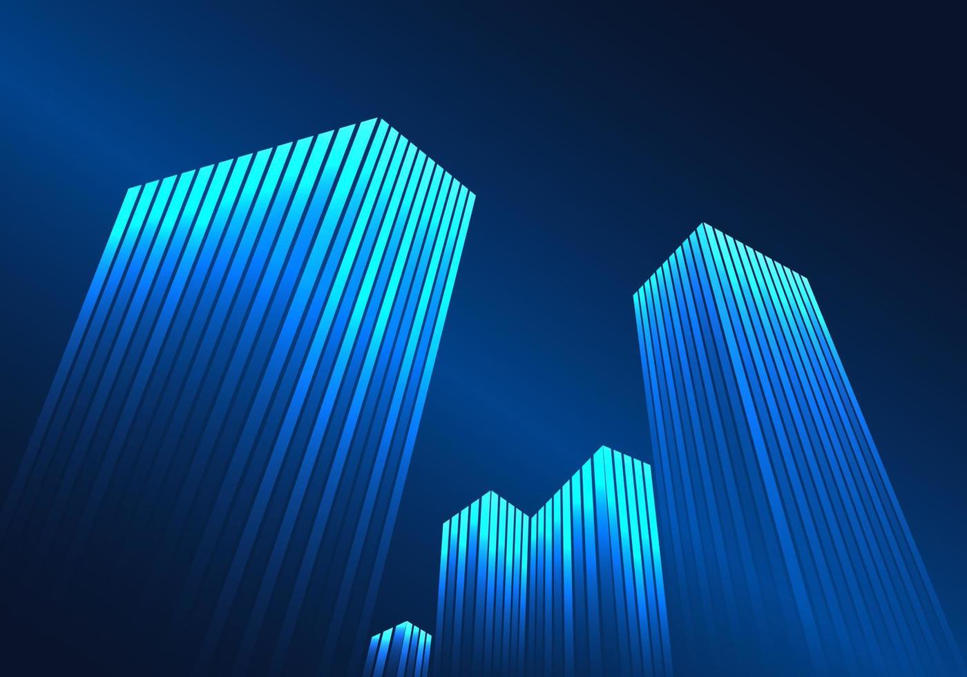 Abstract background high-rise technology plays shadow level The background is a dark blue gradient. Represents a building that uses technology to help manage and help businesses run smoothly. vector