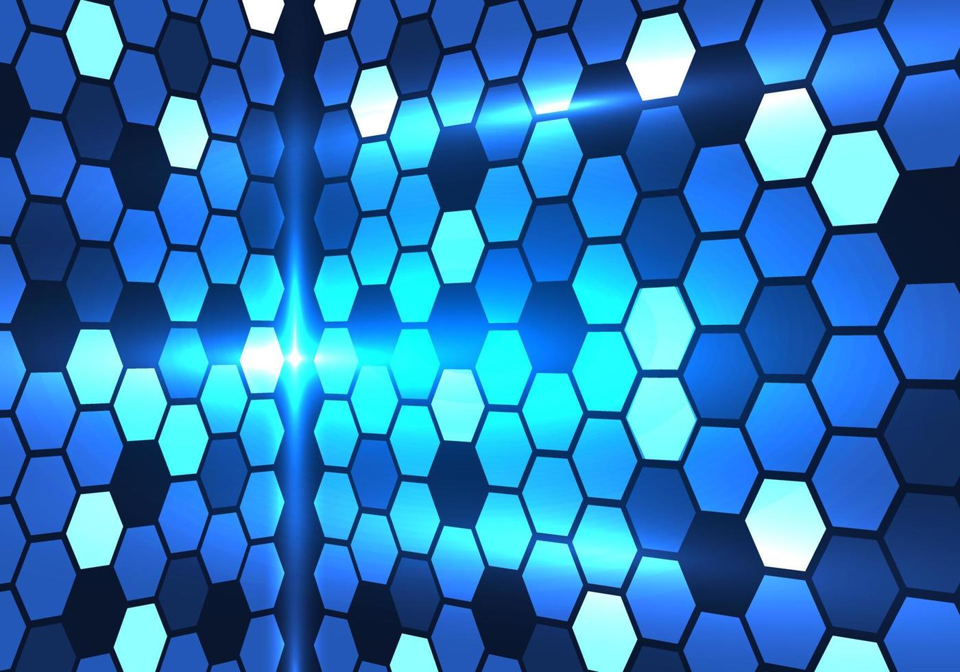 resumen tecnología fondo, hexagonal formas metido juntos en muchos piezas, con ligero paso mediante él, dando eso un más moderno y elegante mirar. atención en el piso, principalmente utilizando el azul marcar vector