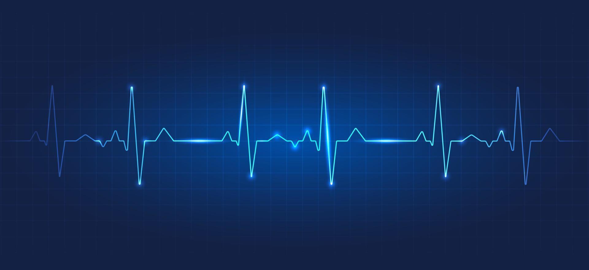 Heart wave technology background Shows the rhythm of the heart that is pumping. dark blue background with a grid vector