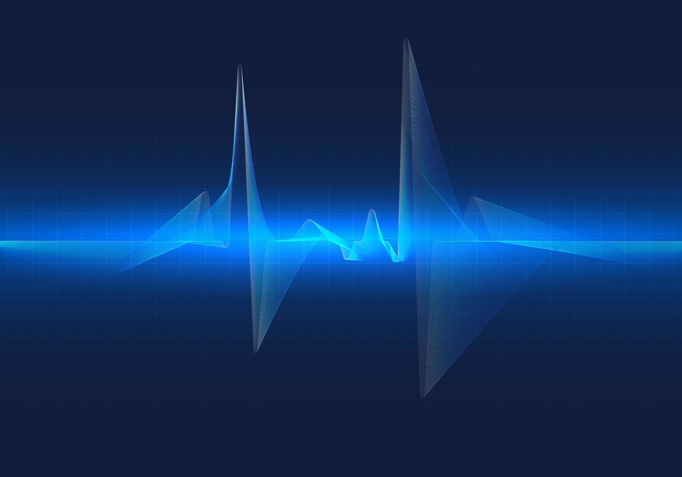 Abstract background technology showing heart rate graph It's a graph showing the rhythm of your heart pumping. dark blue background with grid vector