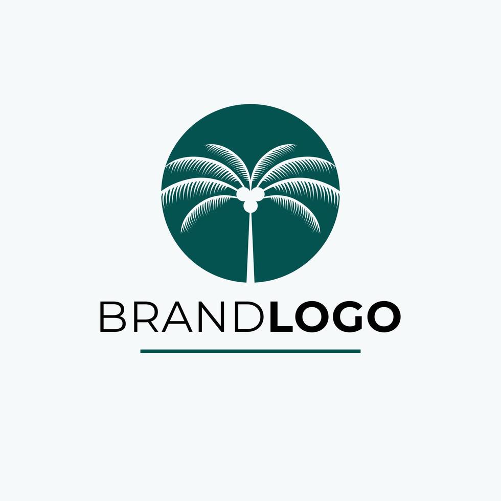 Palm in circle logo design. Travel emblem logotype. Tropical palm tree logo template. vector