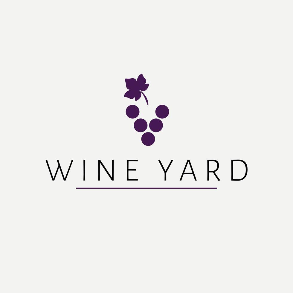 Wine club logo design. Logotype with grape and leave. Simple modern logo. vector