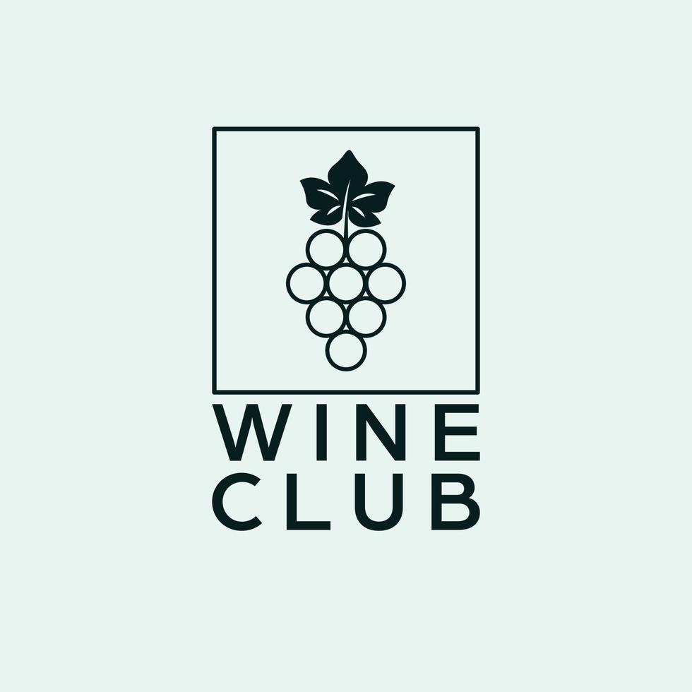 vino club logo diseño. logotipo con uva y salir. sencillo moderno logo. vector