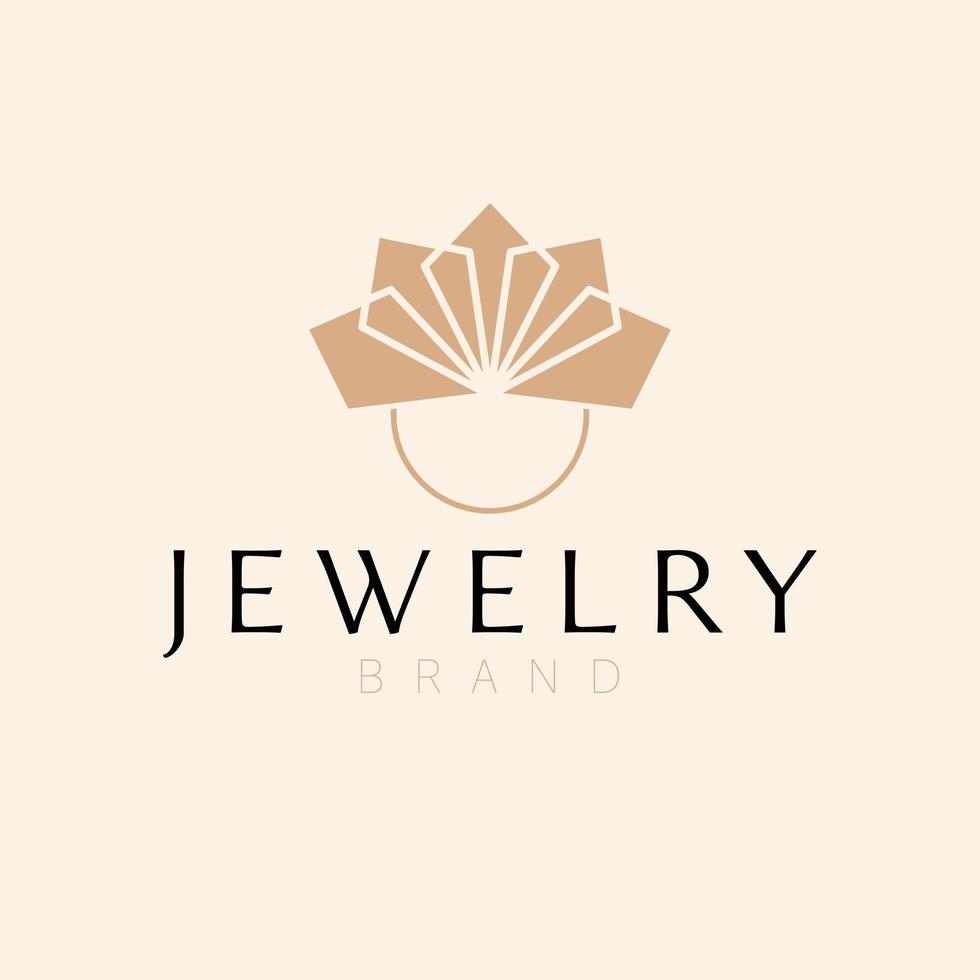 joyería logo diseño. anillo con diamante logotipo elegante moderno joyería Tienda logo modelo. vector