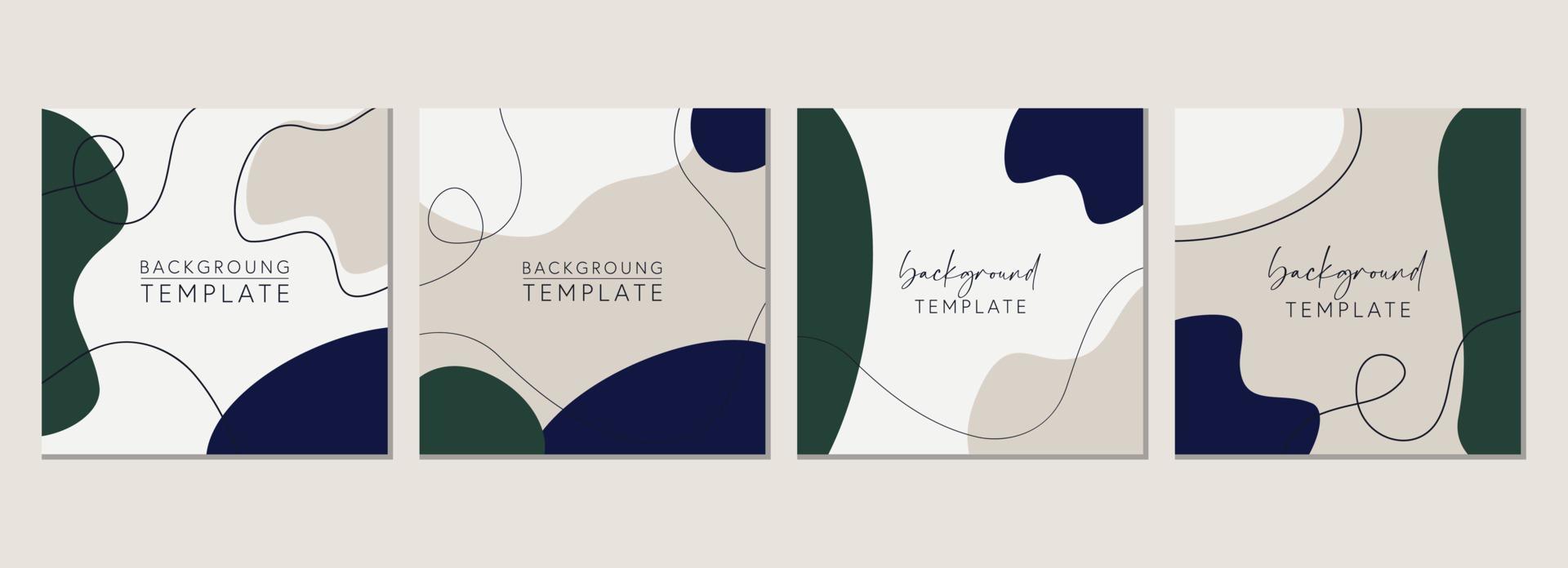 Abstract set of square templates with organic geometric shapes. Good for social media posts, mobile apps, banner designs and online promotions. Abstract vector background collection.