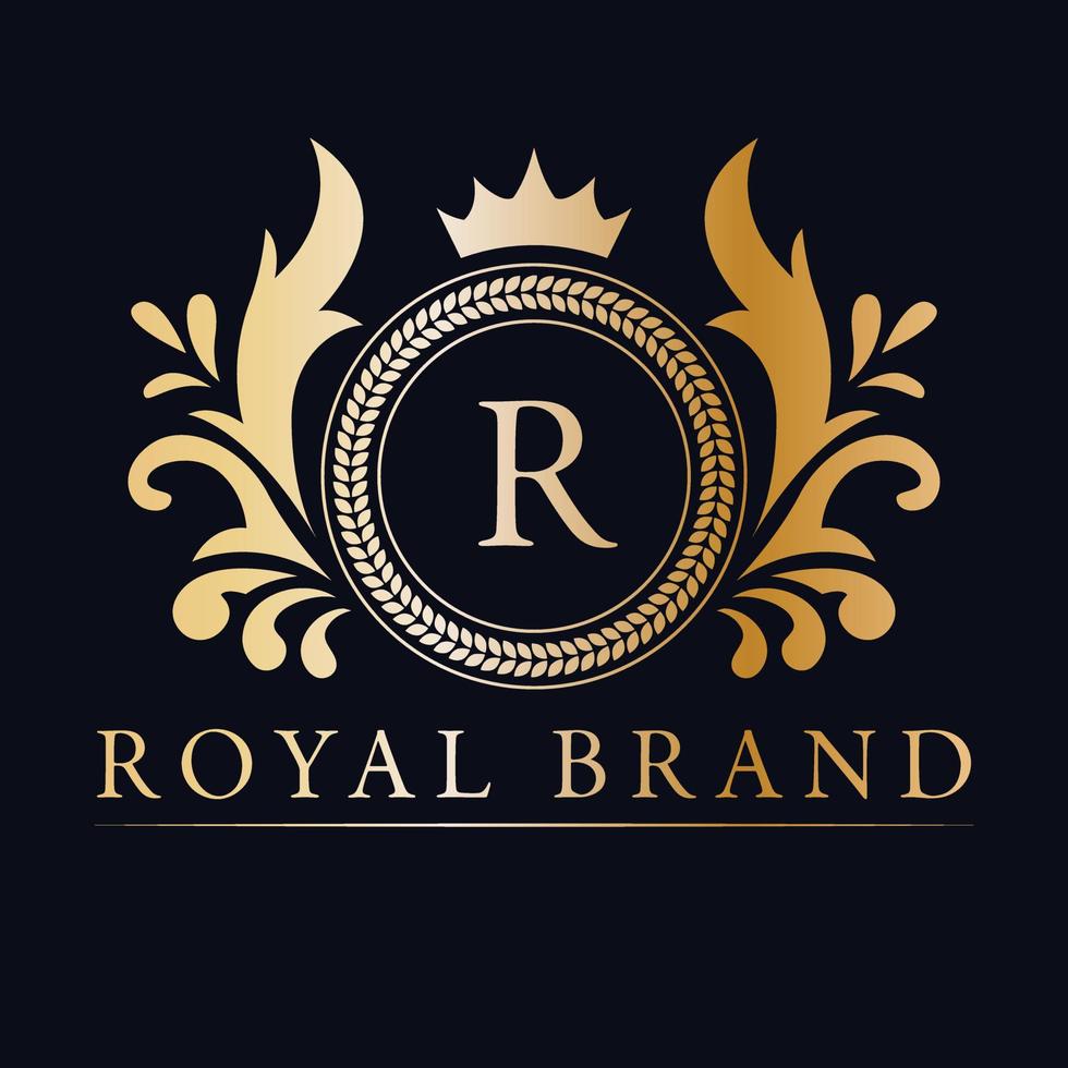 victoriano real marca logo diseño. clásico lujo logotipo elegante logo con corona. vector
