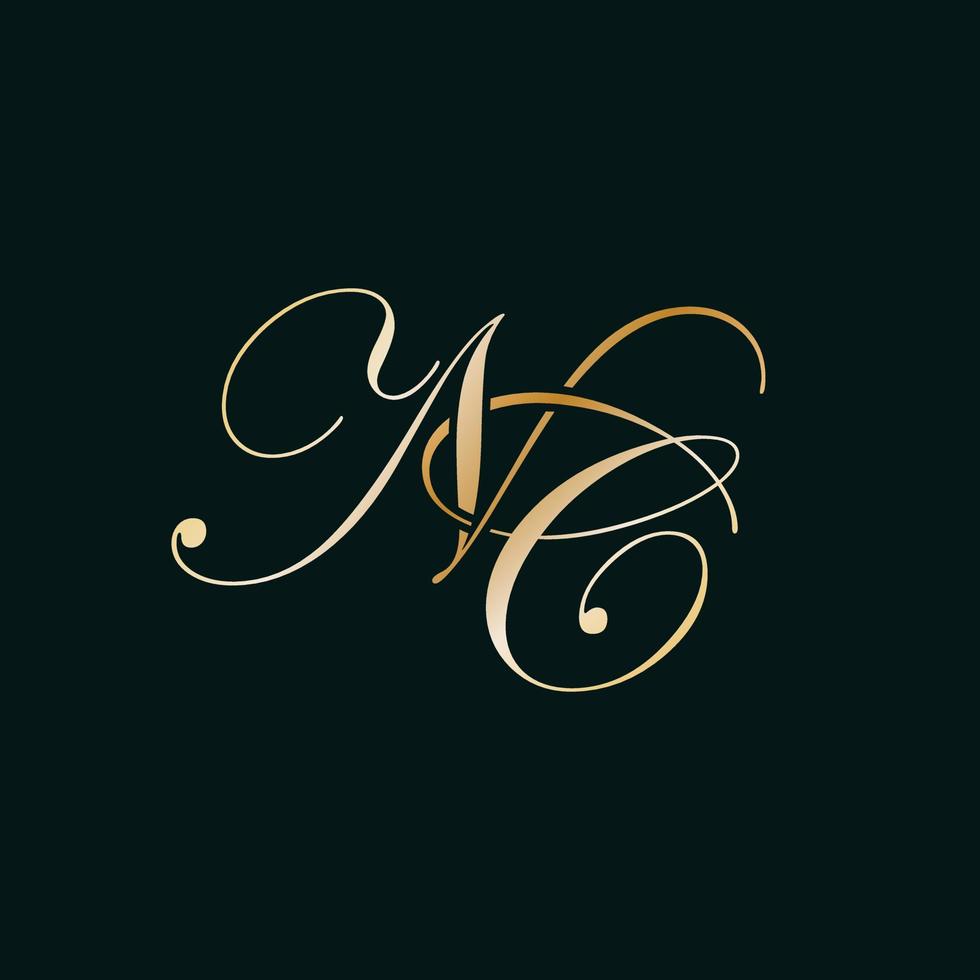NC monogram logo design. Letters N and C emblem logotype. Elegant monogram template. vector