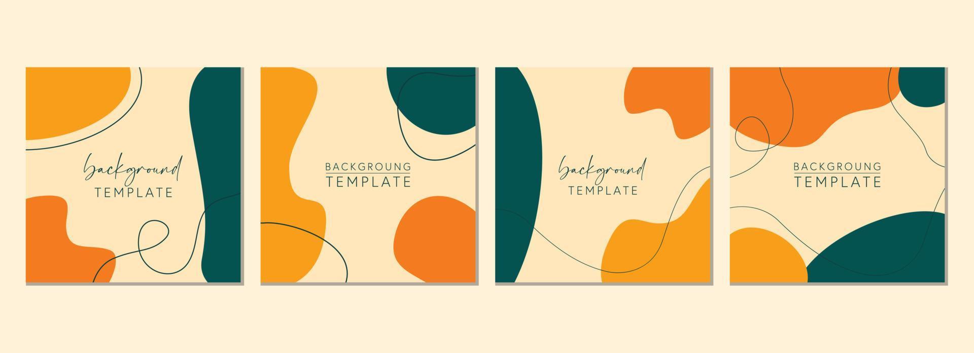 Abstract set of square templates with organic geometric shapes. Good for social media posts, mobile apps, banner designs and online promotions. Abstract vector background collection.