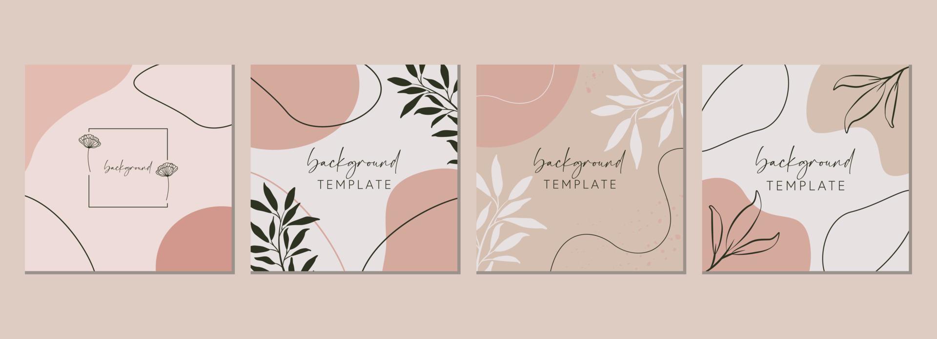 Abstract set of square templates with organic geometric shapes. Good for social media posts, mobile apps, banner designs and online promotions. Abstract vector background collection.