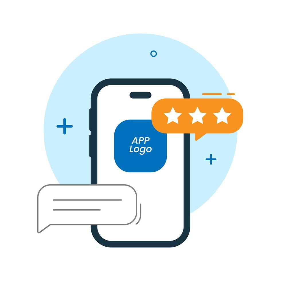 smartphone app give review and rating concept illustration flat design vector eps10. modern graphic element for landing page, empty state ui, infographic, icon
