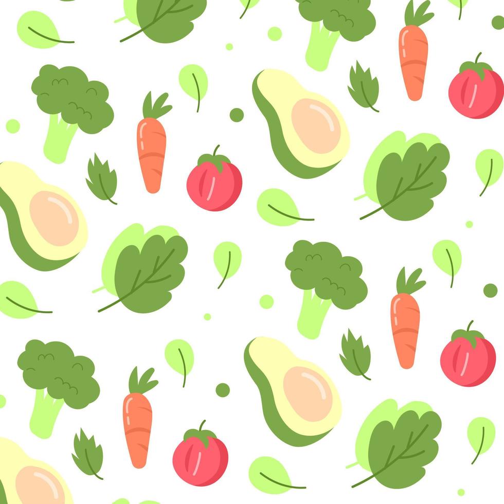 Vegetables pattern background flat design vector illustration. set of icon