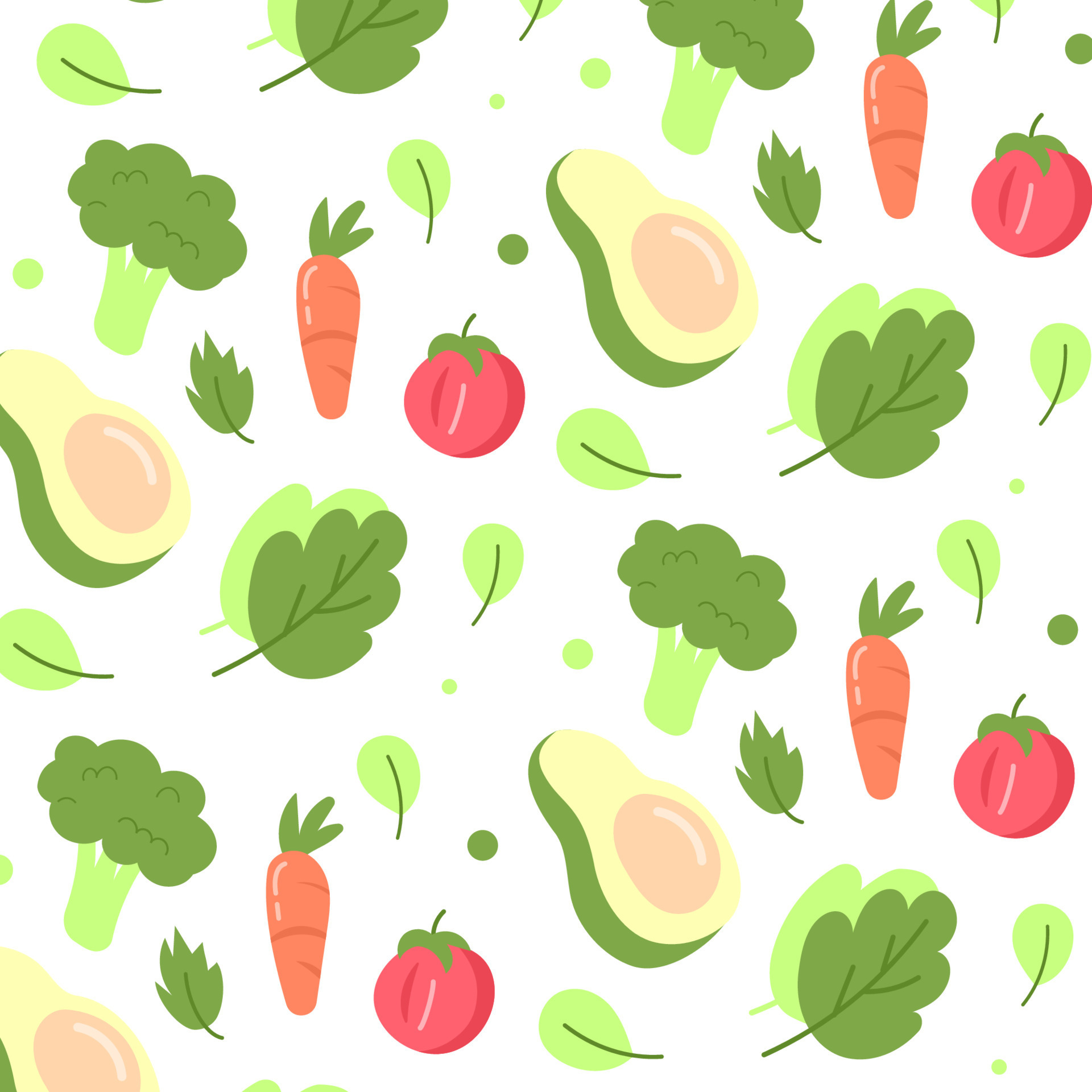 Vegetables pattern background flat design vector illustration. set of