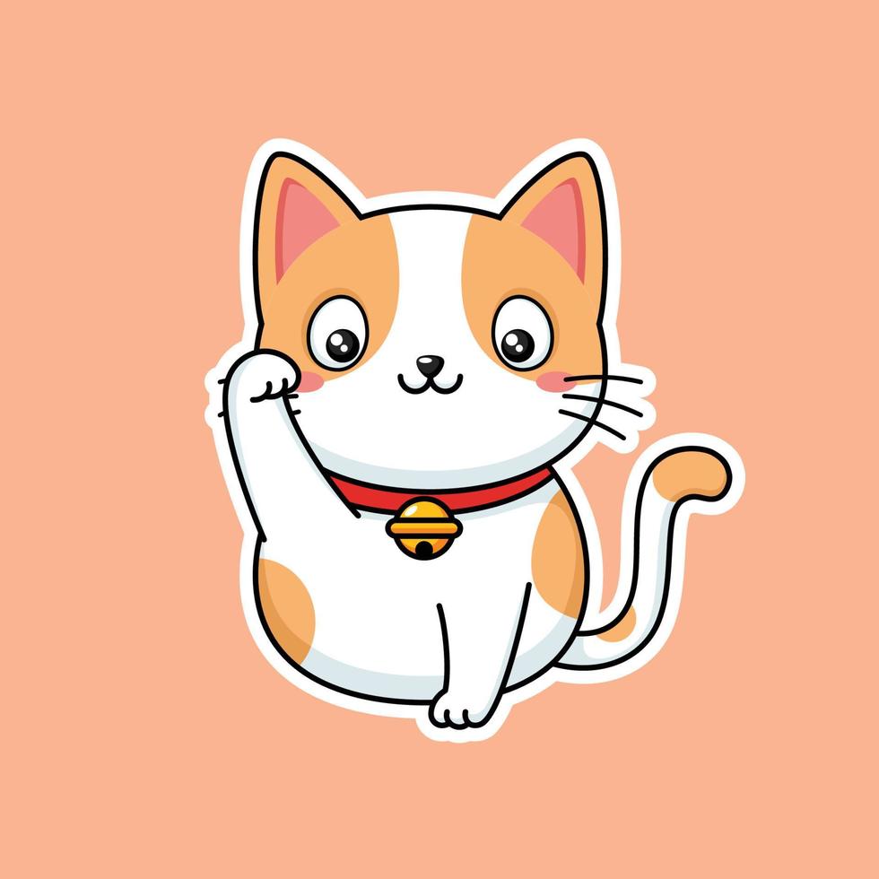 linda dibujos animados gatito gato prima vector gráfico en pegatinas estilo