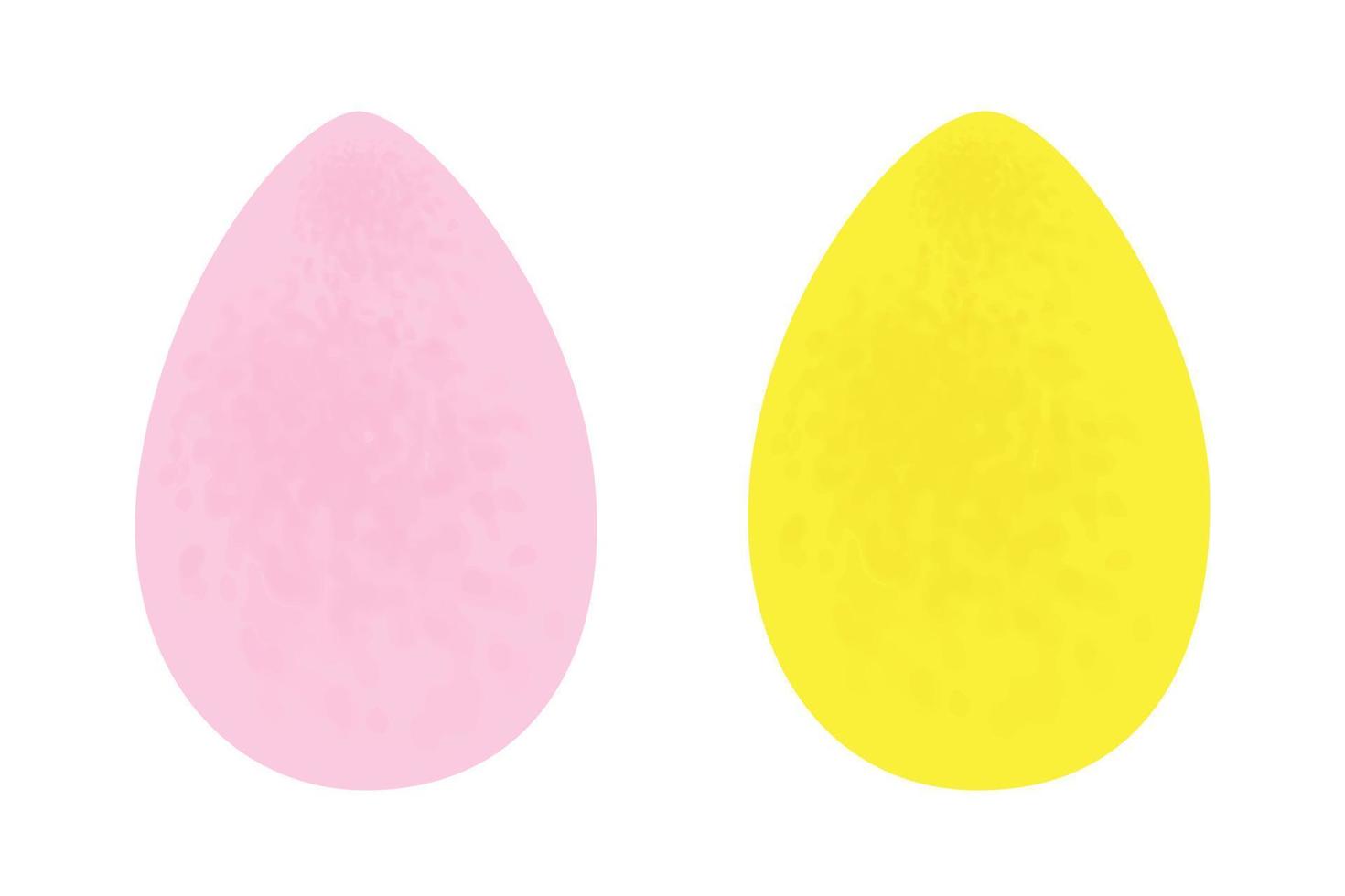 Set of 2 Abstract Bright Easter eggs in trendy pale hues in watercolor. Happy Easter. Holiday. Icon vector